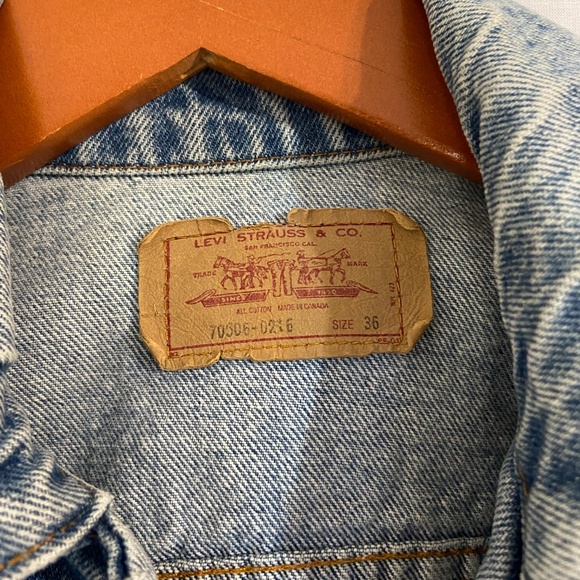 Vintage 1980s Levis Trucker Med Wash Blue Denim Jacket 70506-0216 Men's 36 - Picture 4 of 13
